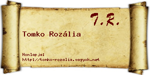 Tomko Rozália névjegykártya
